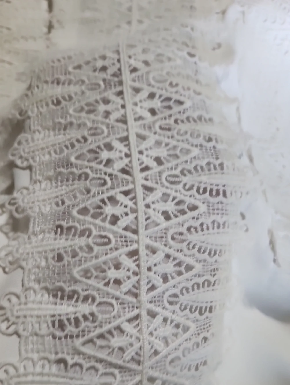 White House Black Market Ivory Lace-Panel Blouse. White House Black Market - Picture 3 of 6